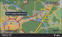 Indicação de uma informação de trânsito TMC/TMCpro no mapa